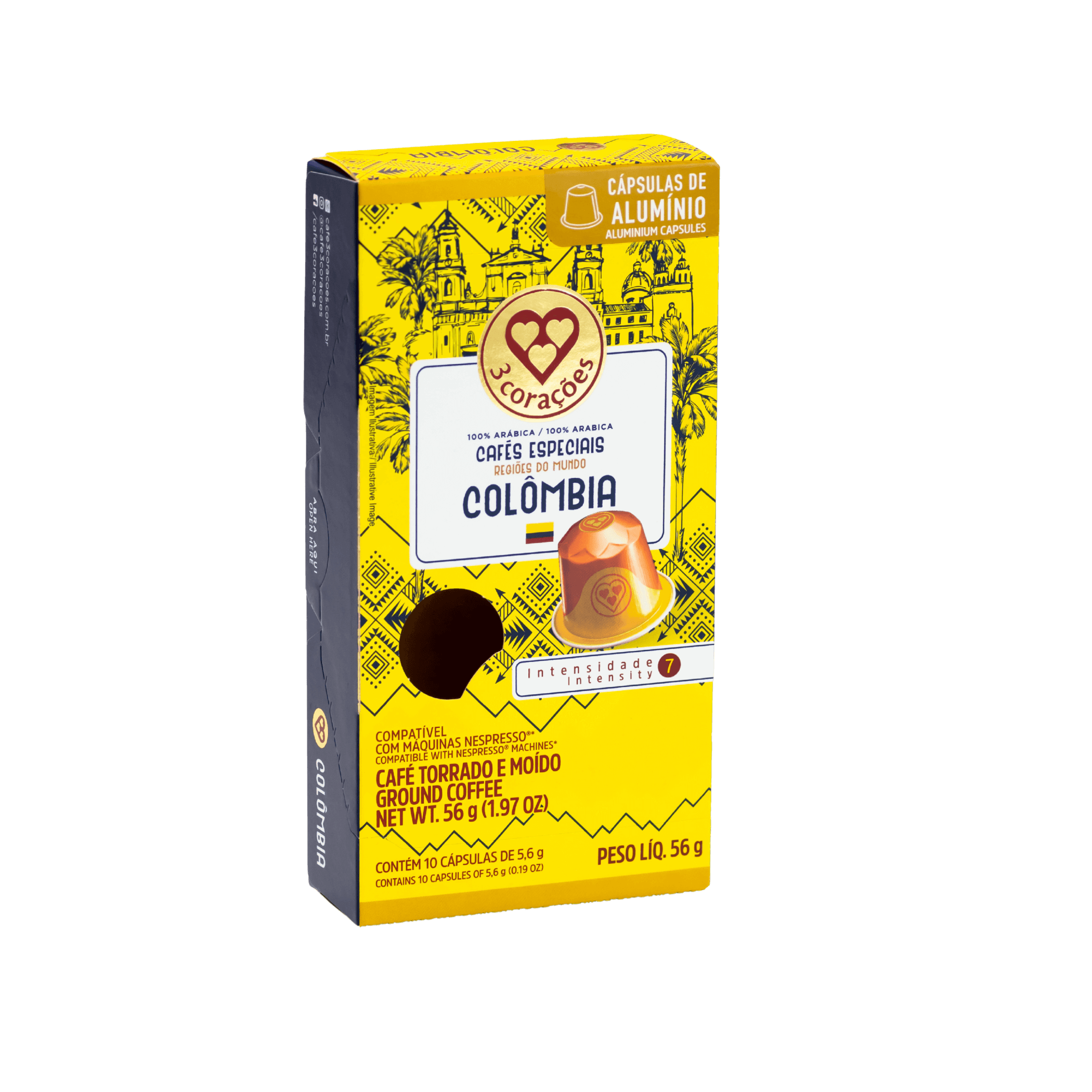 embalagem das cápsulas de café 3 corações colômbia