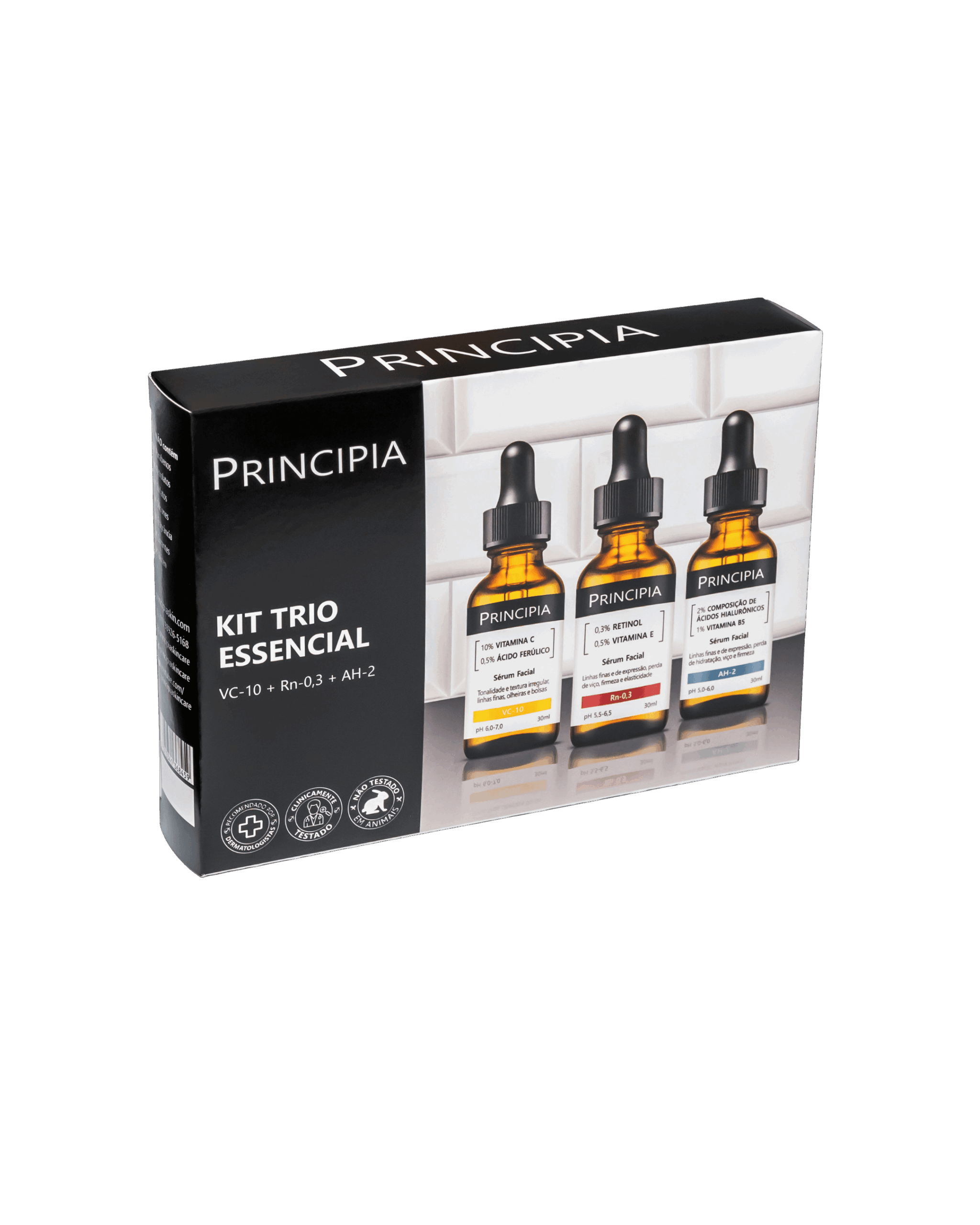 embalagem de trio de sérum Principia